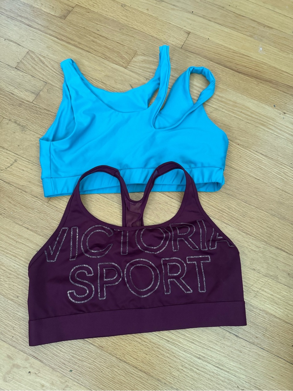 Victoria's Secret Maroon Racerback Sports Bra & blue one
